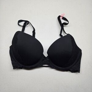Uncommon Sense Women Bra 32D Black Uplift Push Up Underwired Lace Strap